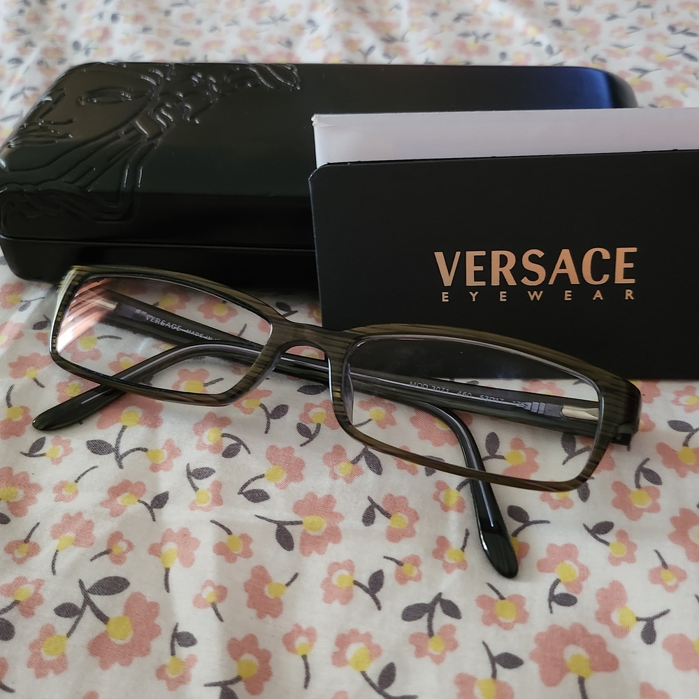 Versace Dark Brown/Black Eyeglasses With Case And Papers!